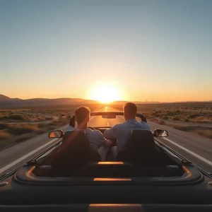 graceful two guys road trip at sunrise, open highway - good morning brother images — good morning brother images photo art