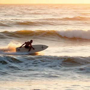 graceful sunrise surfing, golden ocean - good morning brother images — good morning brother images design greeting card