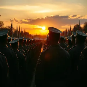 sunrise over army parade, golden discipline - good morning brother images, warm good morning brother images design greeting card