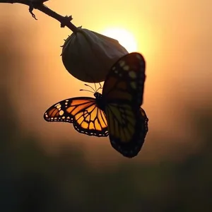 transformation moment - good morning butterfly images with butterfly emerging from cocoon at dawn — lovely good morning butterfly images HD pic
