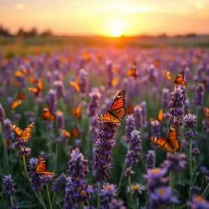 good morning butterfly images download design featuring soothing purple field - good morning butterfly images with garden of butterflies on lavender at sunrise
