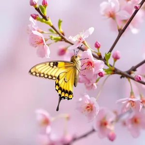 stunning good morning butterfly images photo art: morning yellow swallowtail on cherry blossom