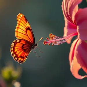 close-up butterfly drinking nectar from hibiscus at dawn - good morning butterfly images — lovely good morning butterfly images wallpaper