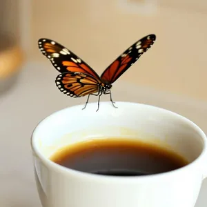 radiant good morning butterfly images wishes wallpaper: morning butterfly alighting on coffee cup rim