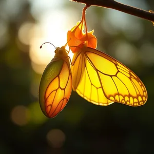 gold and green with butterfly chrysalis in morning light (transformation - good morning butterfly images) for good morning butterfly images download