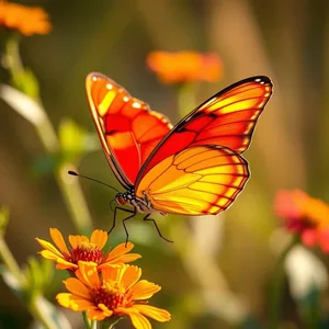 bright red and yellow with Indian common jezebel butterfly (morning garden - good morning butterfly images) — lovely good morning butterfly images wallpaper