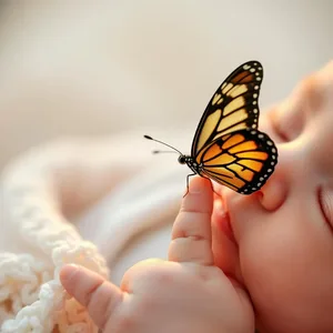gentle miracle - good morning butterfly images with butterfly landing on sleeping baby's finger for good morning butterfly images HD pic