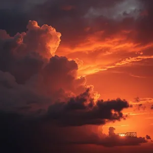 storm clouds parting - good morning durga images with dramatic red and gold morning sky — vibrant good morning durga images greeting