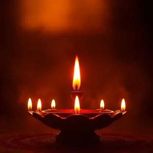 good morning durga images HD pic photo featuring elegant nine divine lights - good morning durga images with sacred Navratri lamp with red flame at sunrise