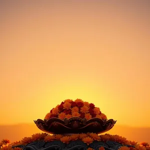 sacred offering - good morning durga images with red and gold kumkum with marigold at sunrise — lovely good morning durga images wallpaper