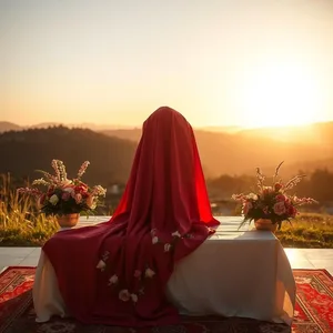 divine feminine - good morning durga images with morning sacred red cloth draped on altar with flowers for good morning durga images HD pic