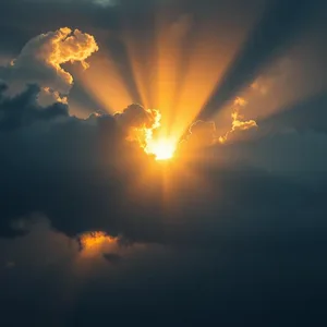 good morning durga images download design featuring soothing victory of light - good morning durga images with dramatic sunrise breaking through storm clouds