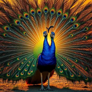 fierce peacock spreading feathers at golden sunrise - good morning durga images for good morning durga images download