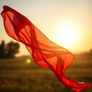 red and gold silk fabric flowing in morning breeze - good morning durga images for good morning durga images HD pic
