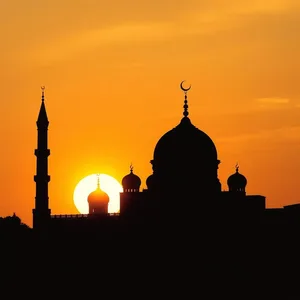good morning eid wishes with lanterns and mosque silhouette at dawn - WhatsApp, warm good morning eid images photo art