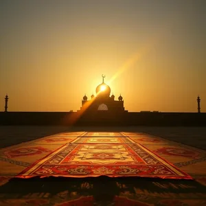 graceful good morning eid images with crescent moon and mosque at sunrise - free download — good morning eid images photo art
