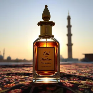 graceful good morning eid images with crescent moon and mosque at sunrise - free download — good morning eid images design greeting card