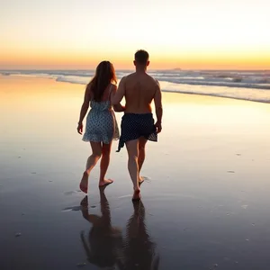 best friends walking barefoot on beach at sunrise - good morning friends images for good morning friends images greeting