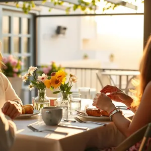 pastries and fruit with morning brunch table for friends (flowers - good morning friends images) for good morning friends images wallpaper