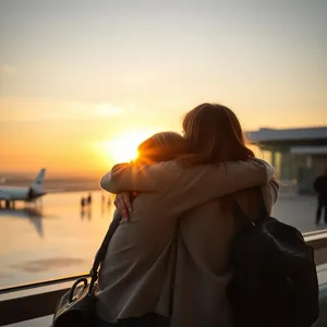 stunning good morning friends images photo art: friends' reunion at airport sunrise