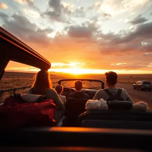 stunning good morning friends images design greeting card: sunrise road trip, golden highway ahead - good morning friends images
