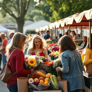 choosing fresh flowers and produce - good morning friends images with friends at morning farmers market for good morning friends images greeting
