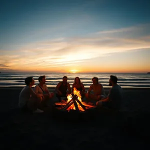 radiant good morning friends images wishes wallpaper: sunrise beach bonfire, golden morning sky - good morning friends images