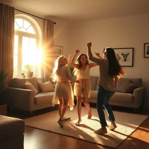 friends morning dance in living room, carefree joy - good morning friends images, uplifting good morning friends images image WhatsApp picture