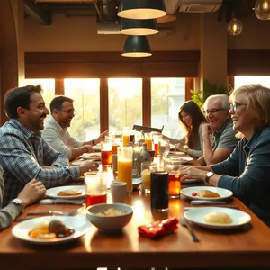 full table of friends - good morning friends images with morning laughter at restaurant breakfast — lovely good morning friends images wallpaper