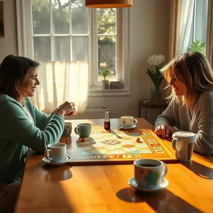 stunning good morning friends images design greeting card: morning board game with friends, sunlight on table - good morning friends images