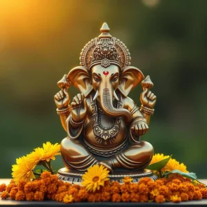 good morning ganesh chaturthi images HD pic photo featuring elegant good morning ganesh chaturthi images with modak and golden temple glow - HD share