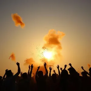 good morning holi images greeting image featuring soothing good morning happy holi images with vibrant color splash and sunrise - HD share