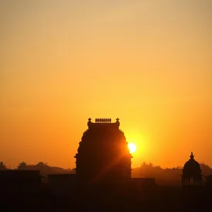 radiant good morning images odia wishes wallpaper: sacred Jagannath temple silhouette at sunrise