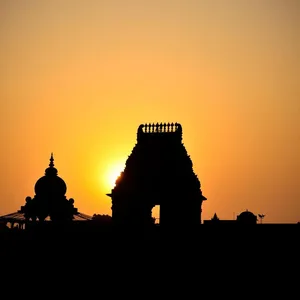 iconic Puri landmark - good morning images in odia with sacred Jagannath temple silhouette at sunrise — lovely good morning images odia HD pic