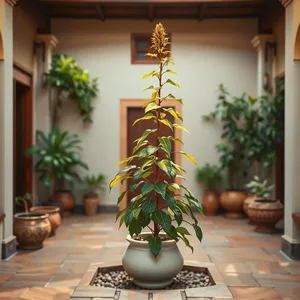 graceful morning sacred tulsi plant with Odia courtyard design - good morning images in odia — good morning images odia photo art