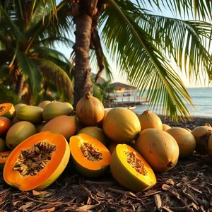 morning papaya and coconut harvest, uplifting good morning images odia image WhatsApp picture