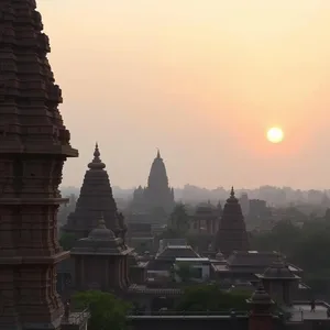 city of temples - good morning images in odia with sunrise over ancient Bhubaneswar temples — vibrant good morning images odia greeting