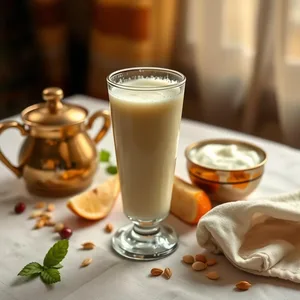 morning lassi in tall brass glass, Punjabi tradition - good morning images in punjabi, warm good morning images in punjabi design greeting card
