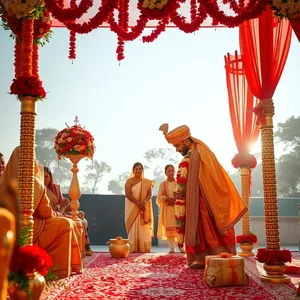 red and gold with morning ceremony flowers (Punjabi wedding elements - good morning images in punjabi) for good morning images in punjabi HD pic