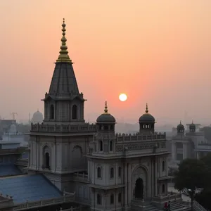 golden spire - good morning images in punjabi with sunrise over historical Punjabi gurudwara — vibrant good morning images in punjabi download
