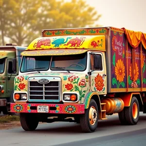 good morning images in punjabi download design featuring soothing vibrant painted motifs - good morning images in punjabi with colorful Punjabi truck art details