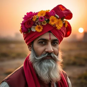 traditional Punjabi dastar turban with flowers at sunrise - good morning images in punjabi — lovely good morning images in punjabi wallpaper