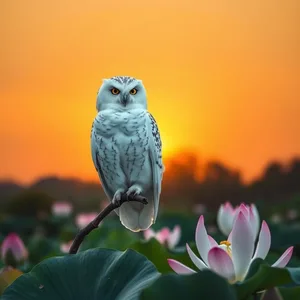 good morning lakshmi images download design featuring soothing divine vehicle - good morning lakshmi images with beautiful white owl on lotus branch at sunrise