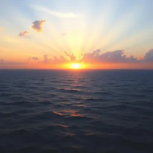 stunning good morning lakshmi images design greeting card: golden sunrise over vast ocean
