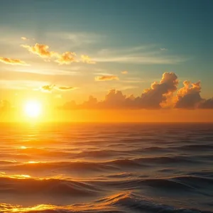 divine cosmic wealth - good morning lakshmi images with golden sunrise over vast ocean — vibrant good morning lakshmi images download