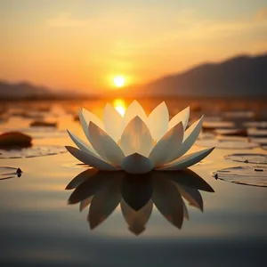 captivating white lotus on golden water at sunrise — good morning lakshmi images wishes wallpaper