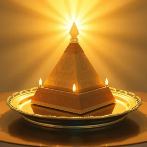 graceful sacred morning diya pyramid on gold tray — good morning lakshmi images photo art