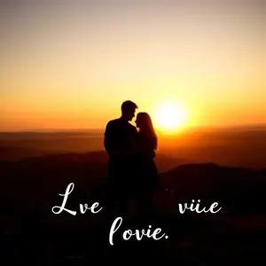radiant heart morning image wallpaper: couple silhouette watching sunrise from hilltop, golden light