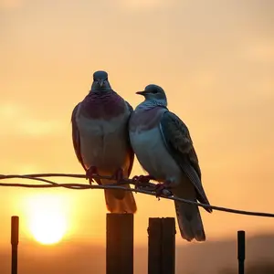 captivating two morning doves together on fence, peaceful love — love-filled design wallpaper