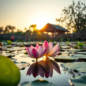 good morning images for mother with sunrise garden and family warmth - share free — vibrant good morning mother images greeting